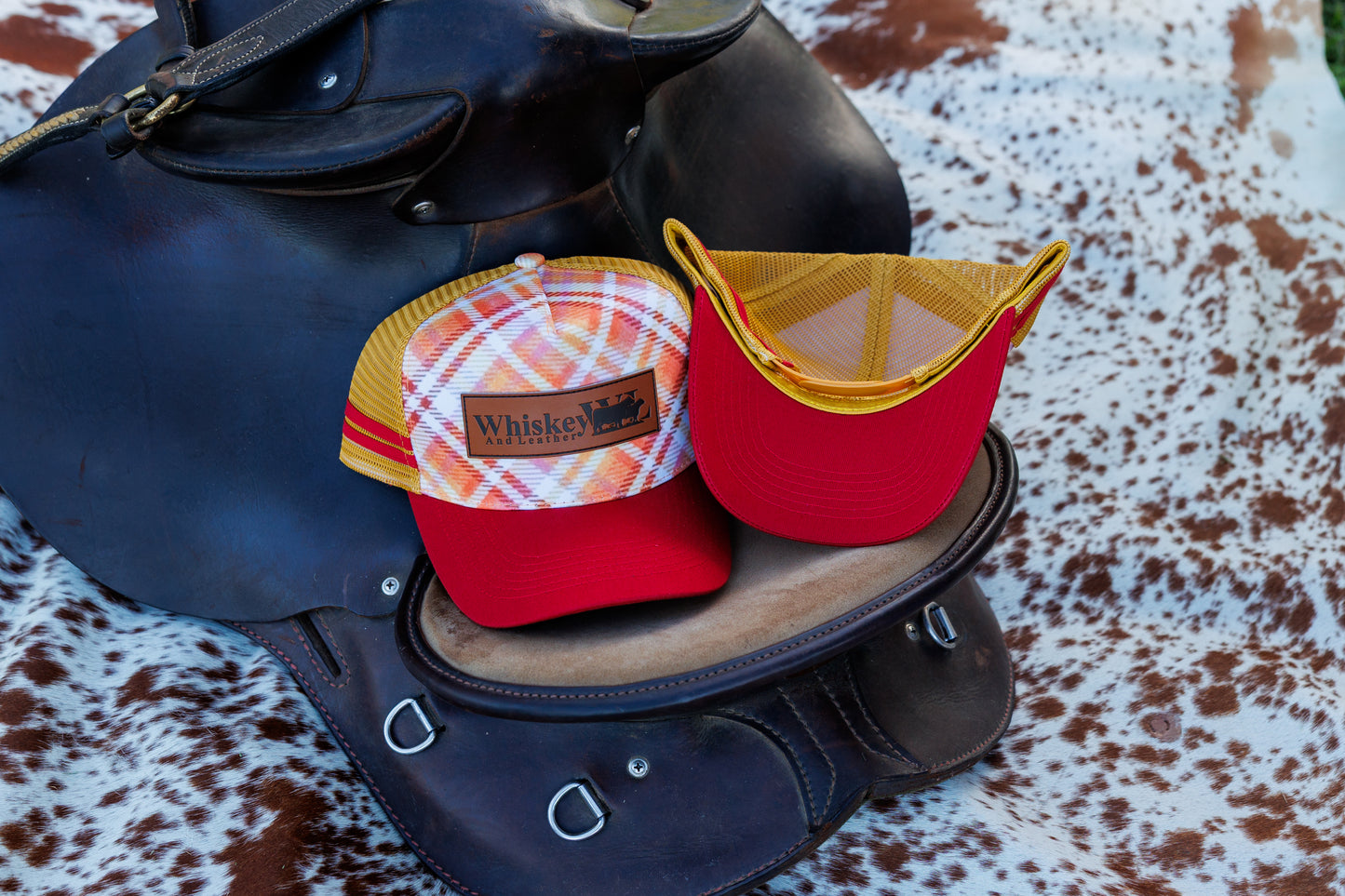 Orange Check Truckers Cap SALE