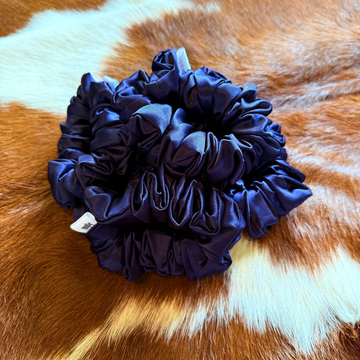 Navy Satin Scrunchie