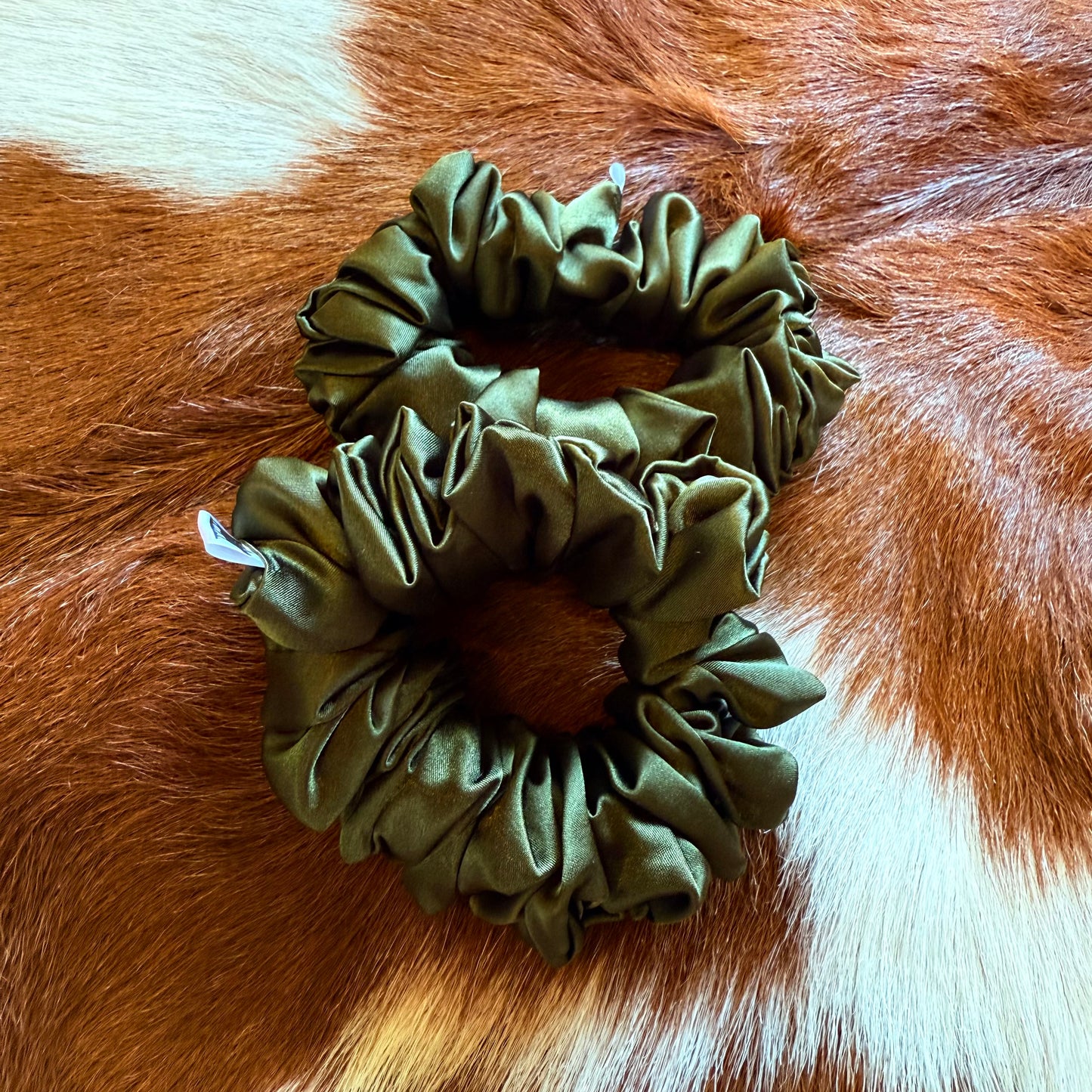 Olive Satin Scrunchie