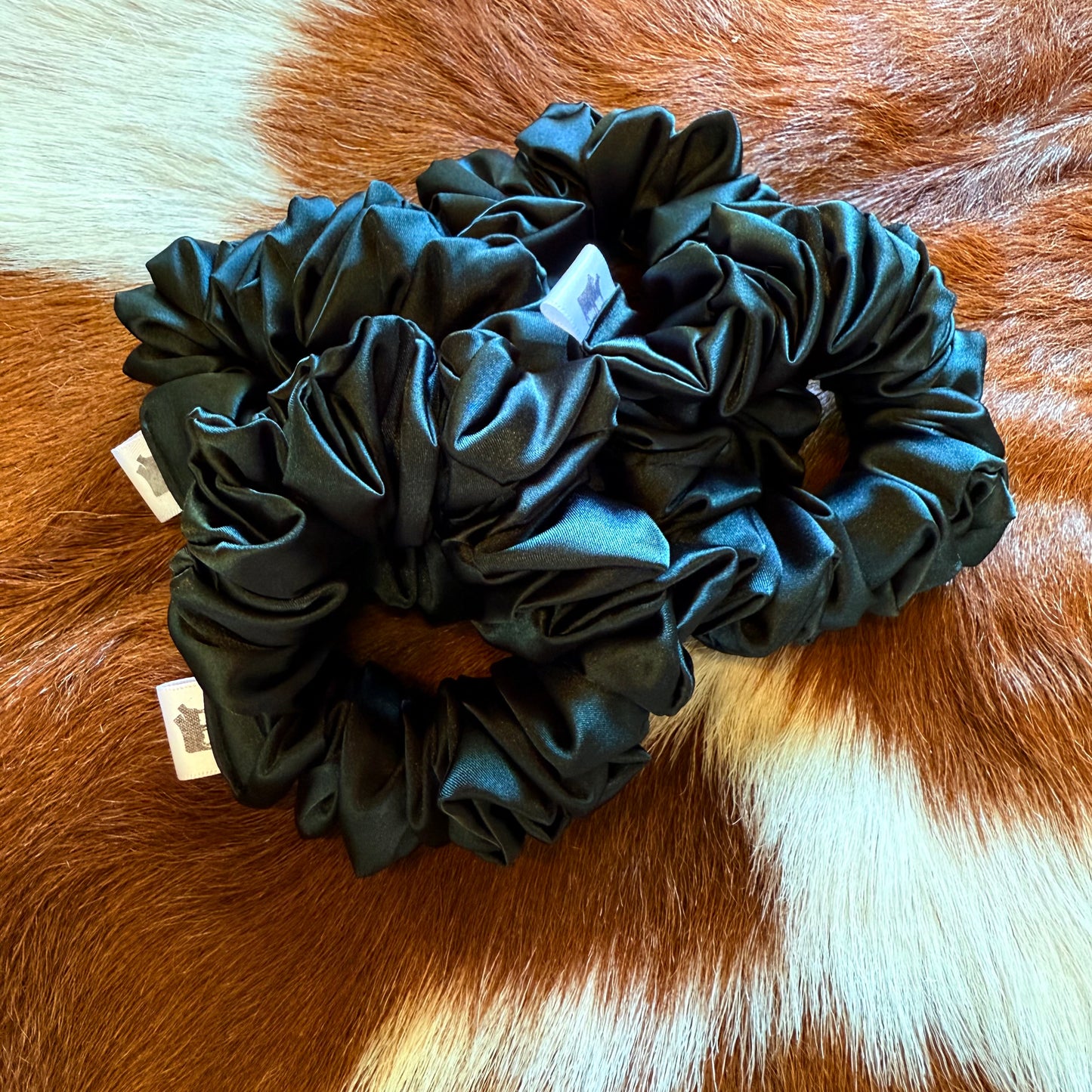 Dark Green Satin Scrunchie