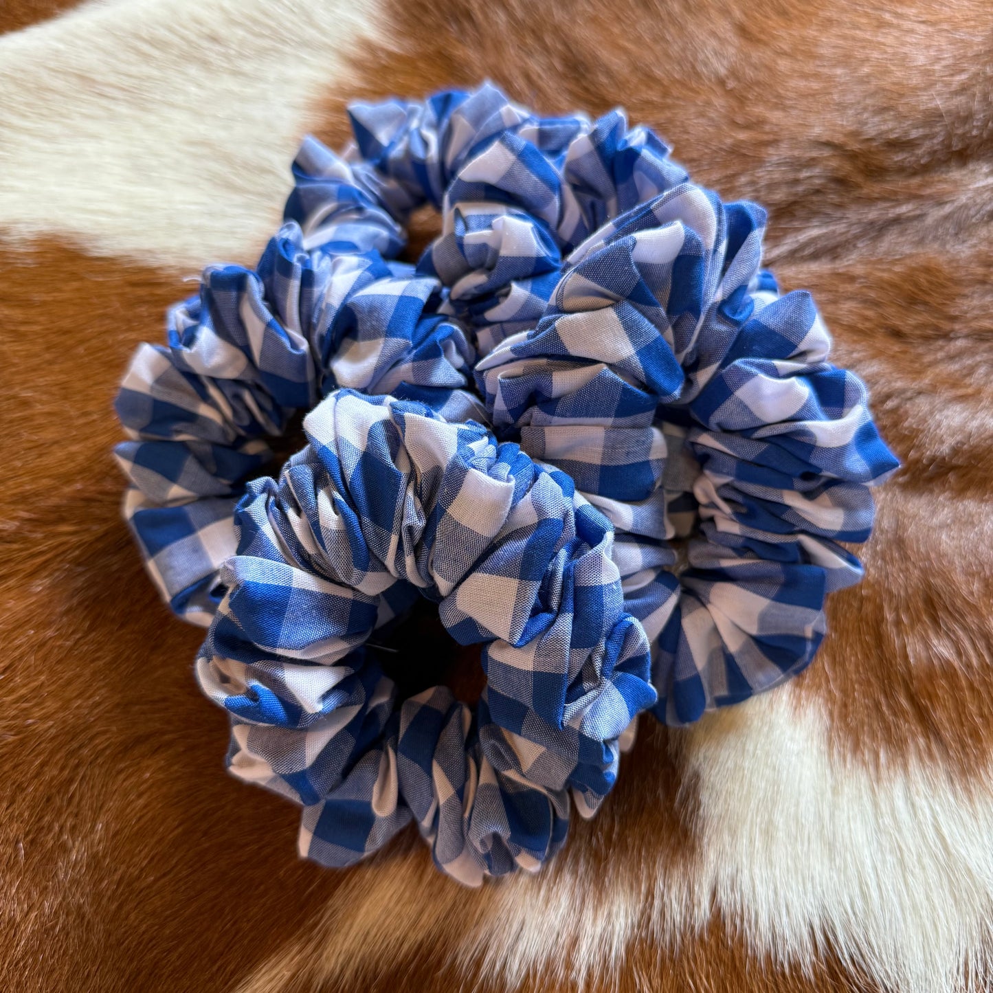 Dark Blue Tartan cotton Scrunchie