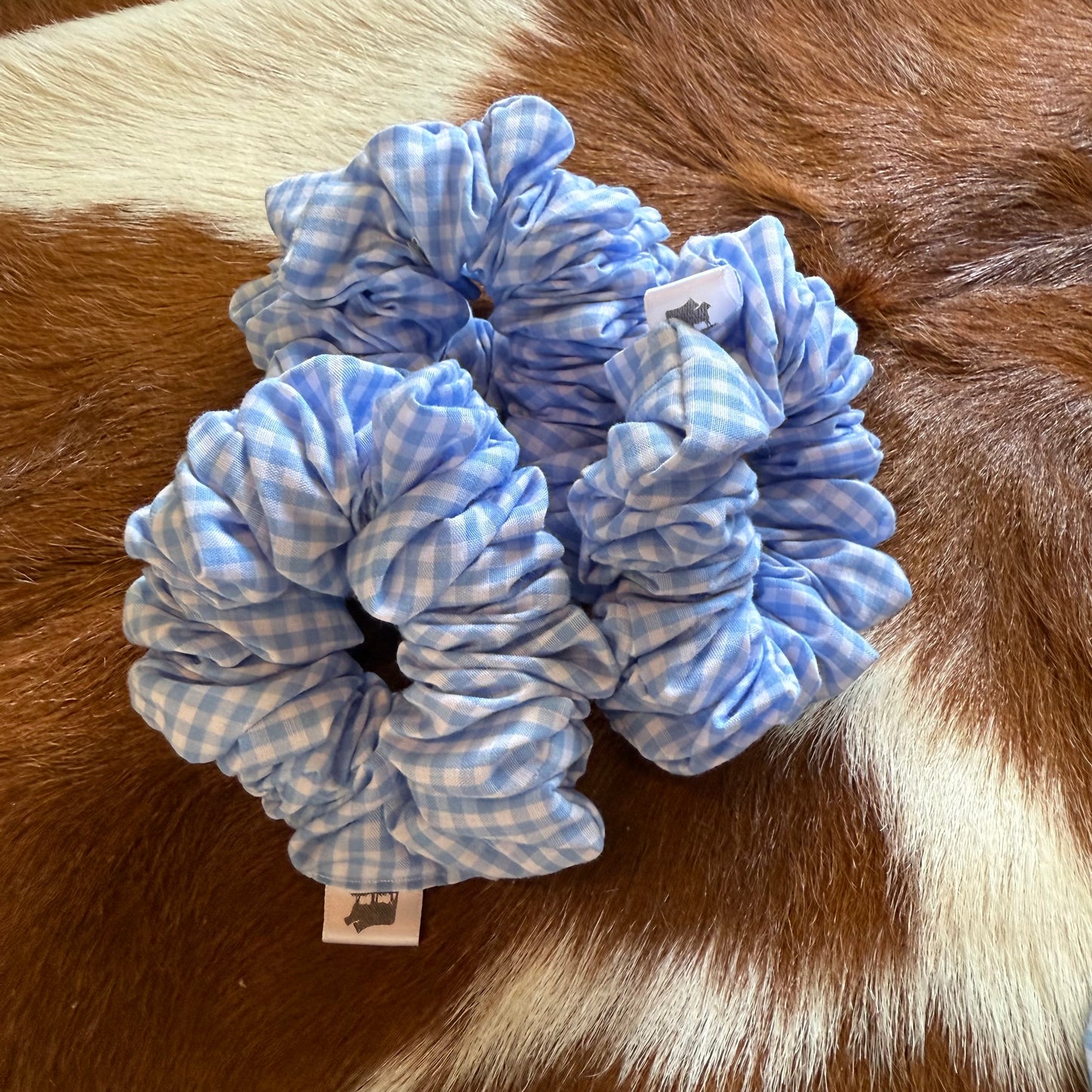 Blue Tartan cotton Scrunchie
