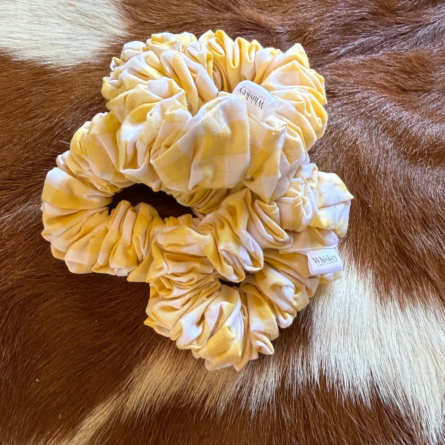 Yellow Tartan cotton Scrunchie