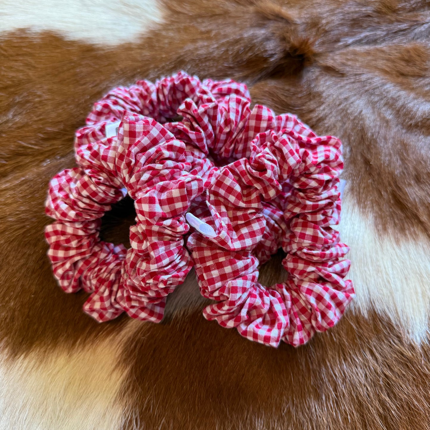 Red Tartan cotton Scrunchie