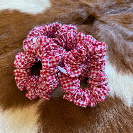 Red Tartan cotton Scrunchie