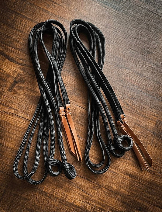 Flat Sewn Campdraft Reins BLACK