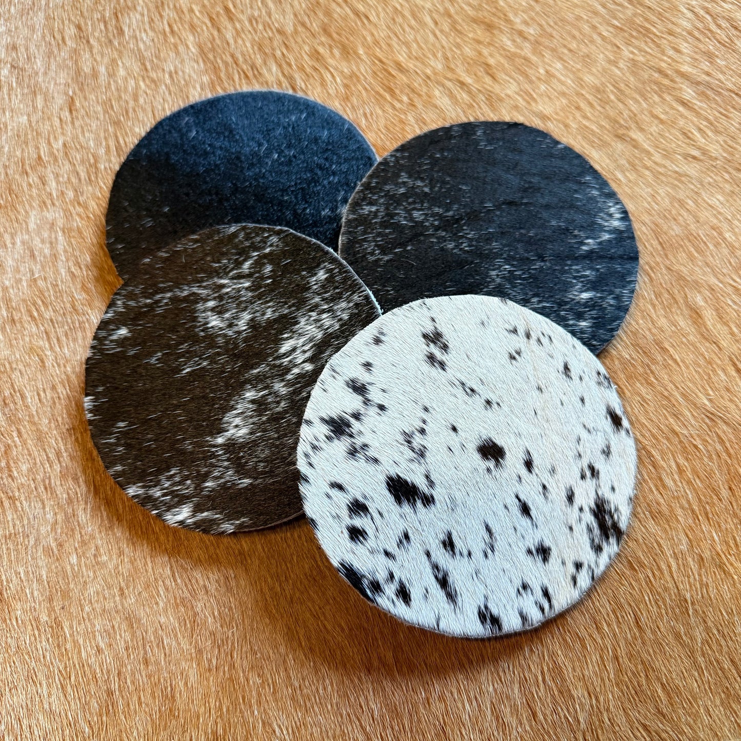 Cowhide Cork Base Coasters Set