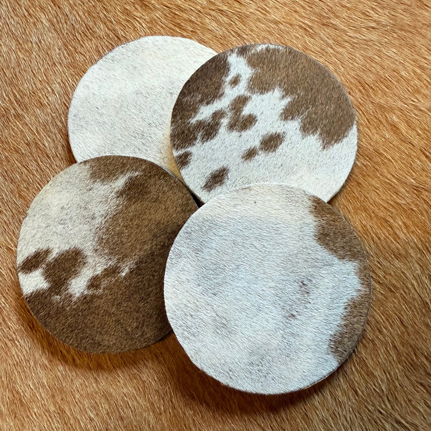 Cowhide Cork Base Coasters Set