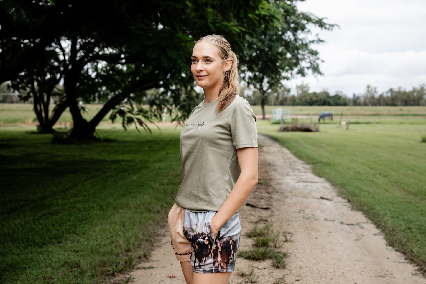 Olive Embroidered T Shirt