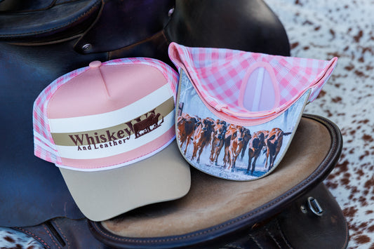 Ladies Pink and White Truckers Cap