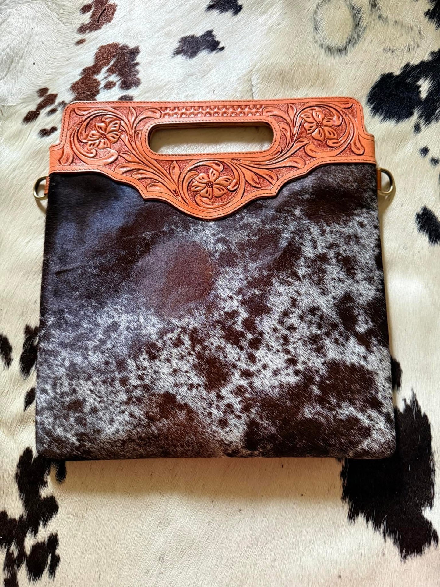 Tooled Cowhide Shoulder Bag 1