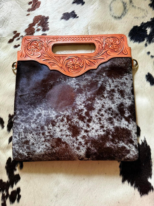 Tooled Cowhide Shoulder Bag 1