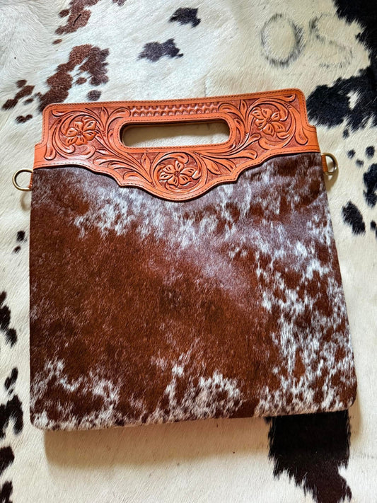 Tooled Cowhide Shoulder Bag 2