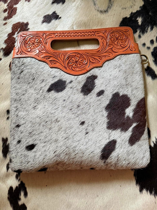 Tooled Cowhide Shoulder Bag 3